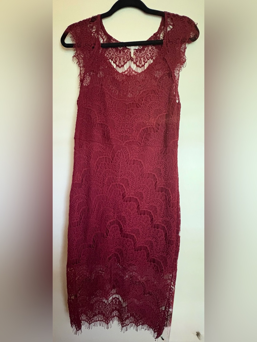 Free People Daydream Lace Dress Burgundy Maroon Open Back Sheath M